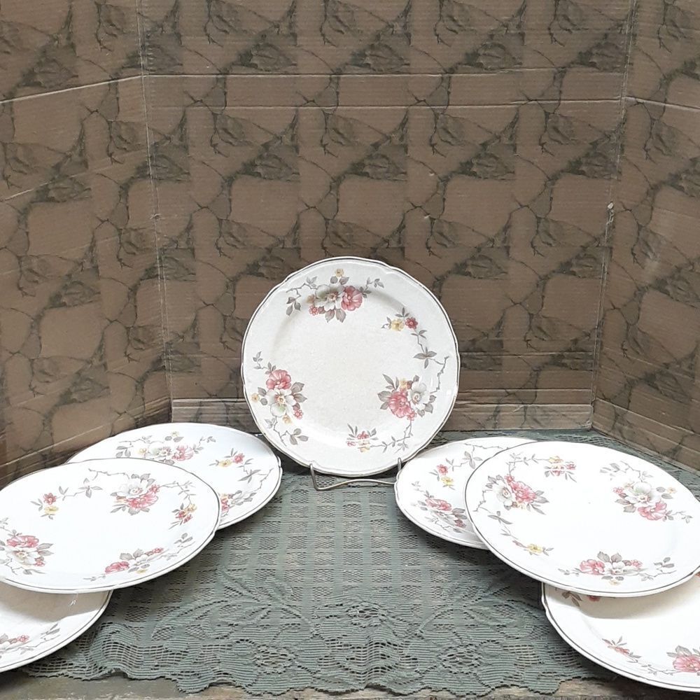 7 vintage "Blossom‎ Time" bread and butter plates by Edwin Knowles